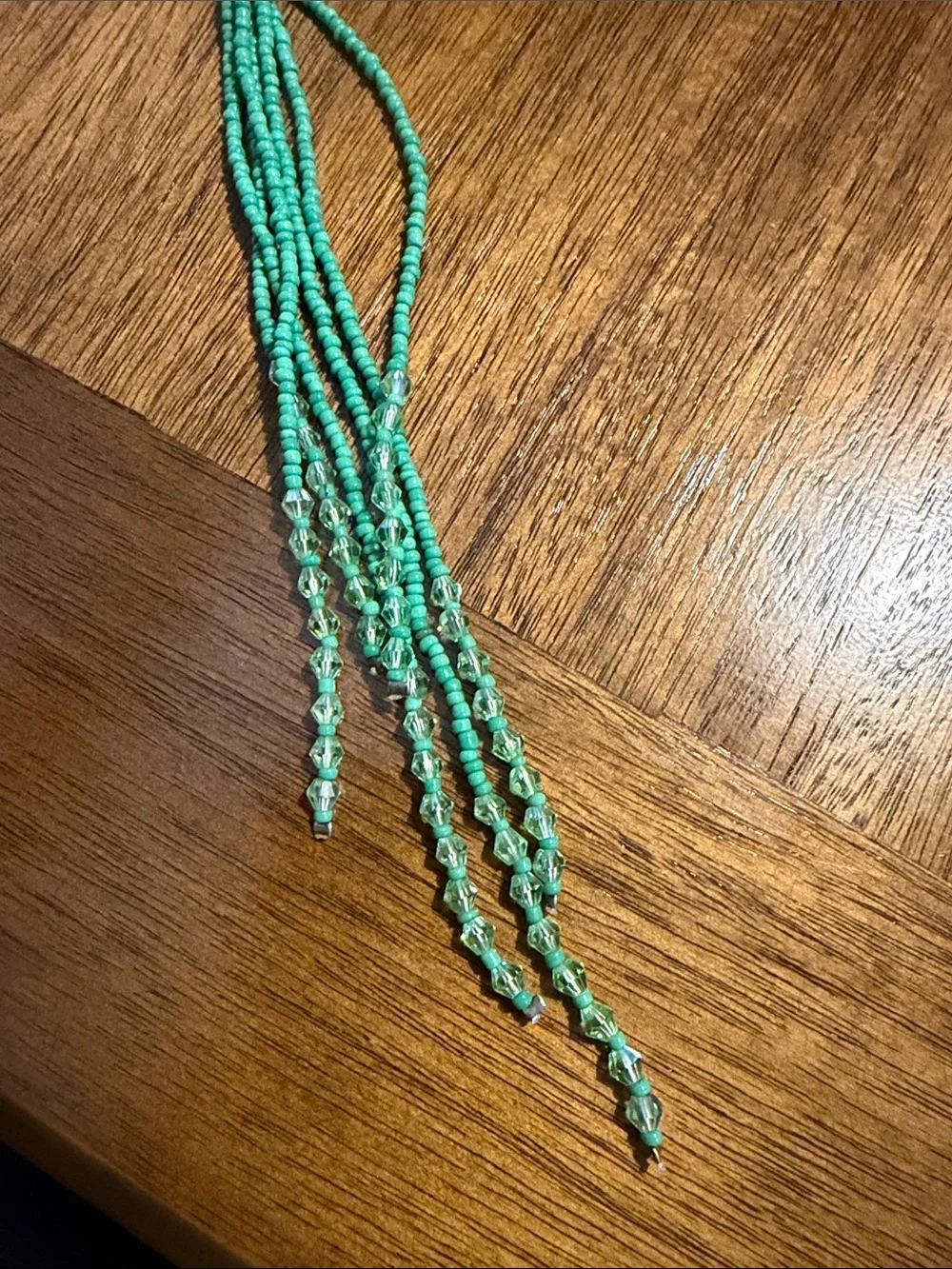 Handcrafted Green Beaded Multi-Strand Necklace